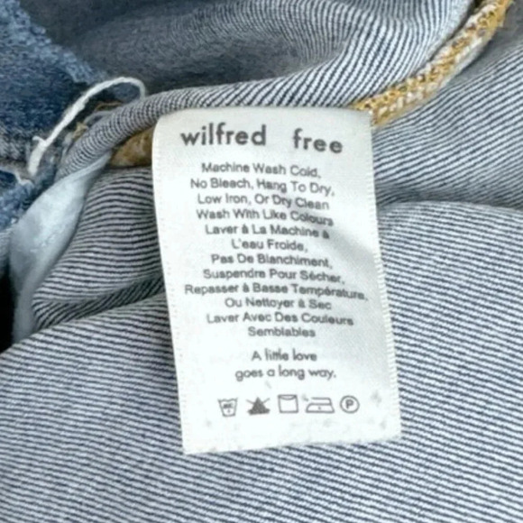 Aritzia Womens 2 Wilfred Free Cut Off Denim Skirt  Mini Raw Step Hem - Picture 7 of 11